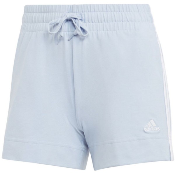 Adidas Damen Essential 3S Slim Short Freizeitshort hellblau-weiß