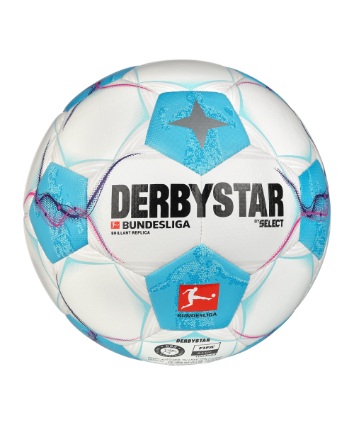 Derbystar Brilliant Replica Bundesliga Ball Fußball weiß blau pink