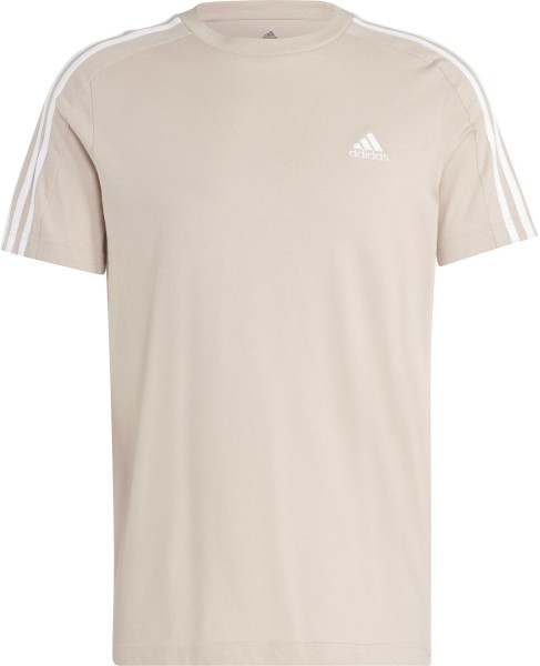 Adidas Herren 3-Streifen T-Shirt Freizeitshirt beige-weiß