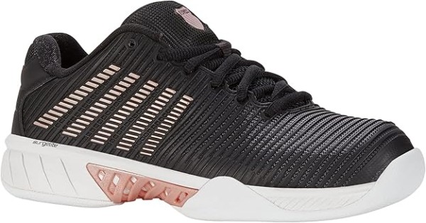 K- Swiss Damen Hypercourt Express 2 Carpet Tennisshuh Indoor schwarz- weiß- rosegold