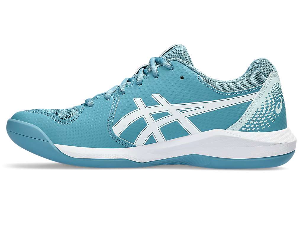 Asics Damen Gel Dedicate 8 Indoor Tennisschuh hellblau weiB Halle Tennis Schuhe Damen MAM SPORT von Sportler zu Sportler