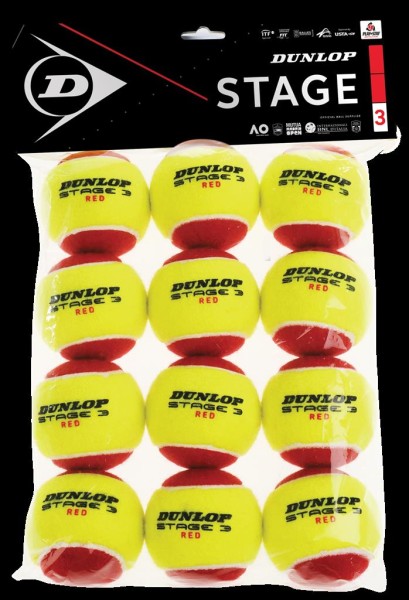 Dunlop Stage 3 Tennisbälle 12er Beutel rot