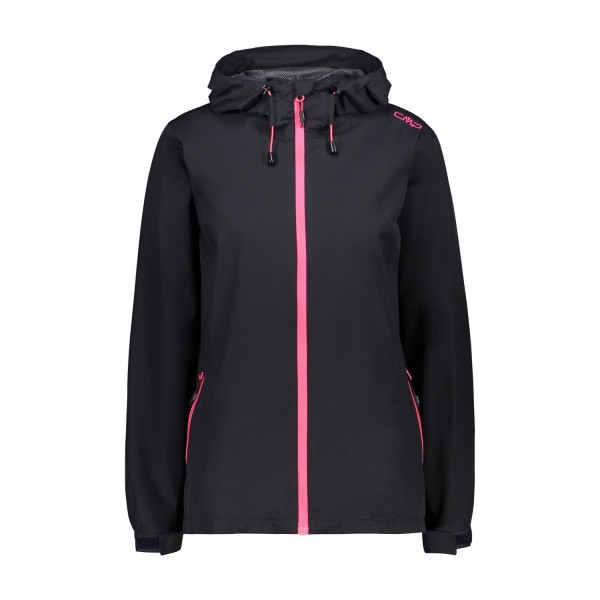 CMP Damen Fix Hood Jacket Regenjacke schwarz-pink