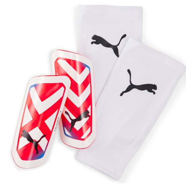 Puma Ultra Flex Sleeve Shin Guards Schienbeinschoner weiß-rot-schwarz